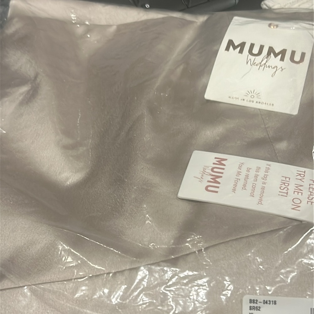 NWT $188 Show Me Your MuMu S Claire Midi Dress Luxe Satin Bows Cinched Side Slit - Picture 7 of 7